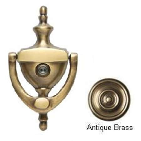 Brass Accents Traditional Door Knocker 6 in. with Eyeviewer Antique Brass BR42756
